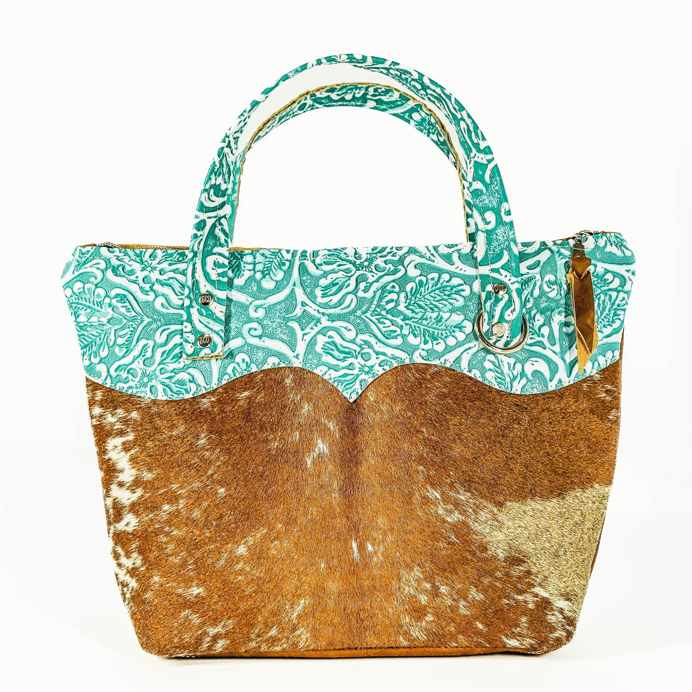 Feed Bag - Longhorn w/ Turquoise Sand Tool-Feed Bag-Western-Cowhide-Bags-Handmade-Products-Gifts-Dancing Cactus Designs