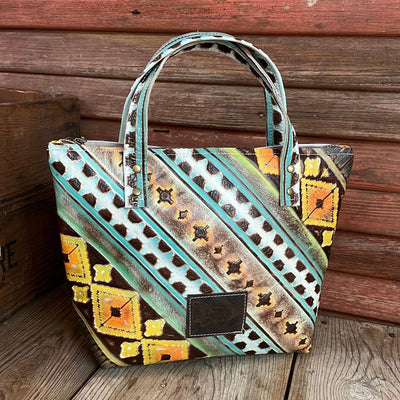 Feed Bag - Rosegold Acid w/ Aurora Navajo-Feed Bag-Western-Cowhide-Bags-Handmade-Products-Gifts-Dancing Cactus Designs