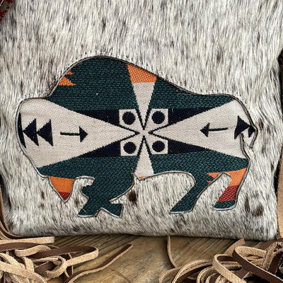 Gabby - Longhorn w/ Pendleton Buffalo Design-Gabby-Western-Cowhide-Bags-Handmade-Products-Gifts-Dancing Cactus Designs