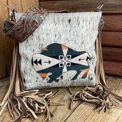 Gabby - Longhorn w/ Pendleton Buffalo Design-Gabby-Western-Cowhide-Bags-Handmade-Products-Gifts-Dancing Cactus Designs