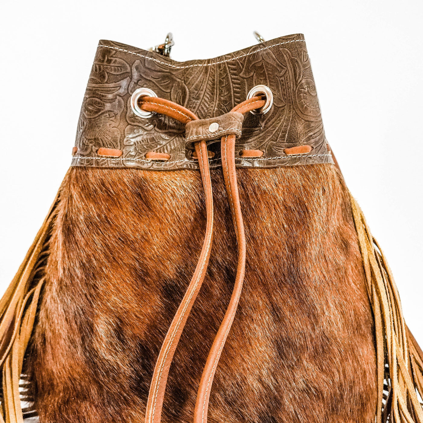 Gabby - Red Brindle w/ Chocolate Denver Tool-Gabby-Western-Cowhide-Bags-Handmade-Products-Gifts-Dancing Cactus Designs