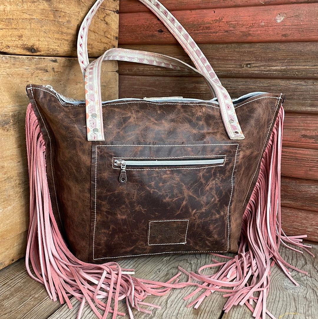 June - B&W Speckle w/ Fiesta Navajo-June-Western-Cowhide-Bags-Handmade-Products-Gifts-Dancing Cactus Designs