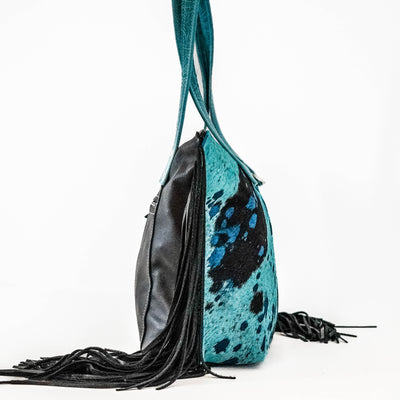 June - Blue Acid w/ Turquoise Denver Tool-June-Western-Cowhide-Bags-Handmade-Products-Gifts-Dancing Cactus Designs