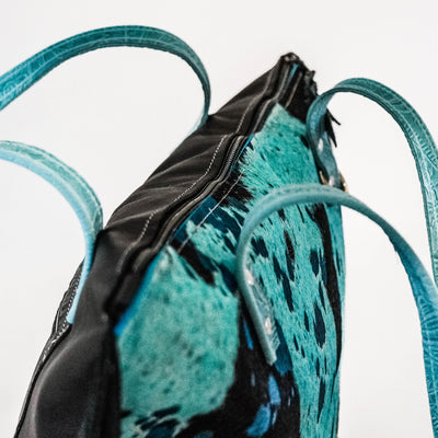 June - Blue Acid w/ Turquoise Denver Tool-June-Western-Cowhide-Bags-Handmade-Products-Gifts-Dancing Cactus Designs