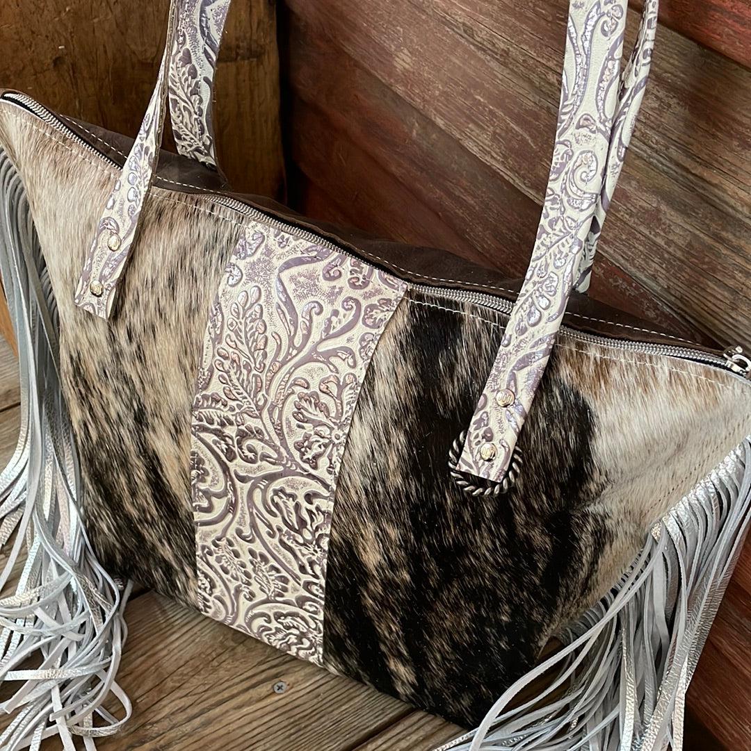 June - Brindle w/ Twilight Tool-June-Western-Cowhide-Bags-Handmade-Products-Gifts-Dancing Cactus Designs