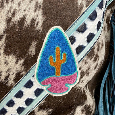 June - Chocolate & White w/ Glacier Park Navajo-June-Western-Cowhide-Bags-Handmade-Products-Gifts-Dancing Cactus Designs