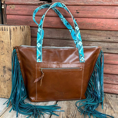 June - Dark Brindle w/ Turquoise Matrix Navajo-June-Western-Cowhide-Bags-Handmade-Products-Gifts-Dancing Cactus Designs