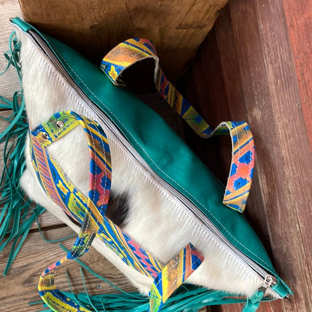 June - Tricolor w/ Neon Trip Navajo-June-Western-Cowhide-Bags-Handmade-Products-Gifts-Dancing Cactus Designs