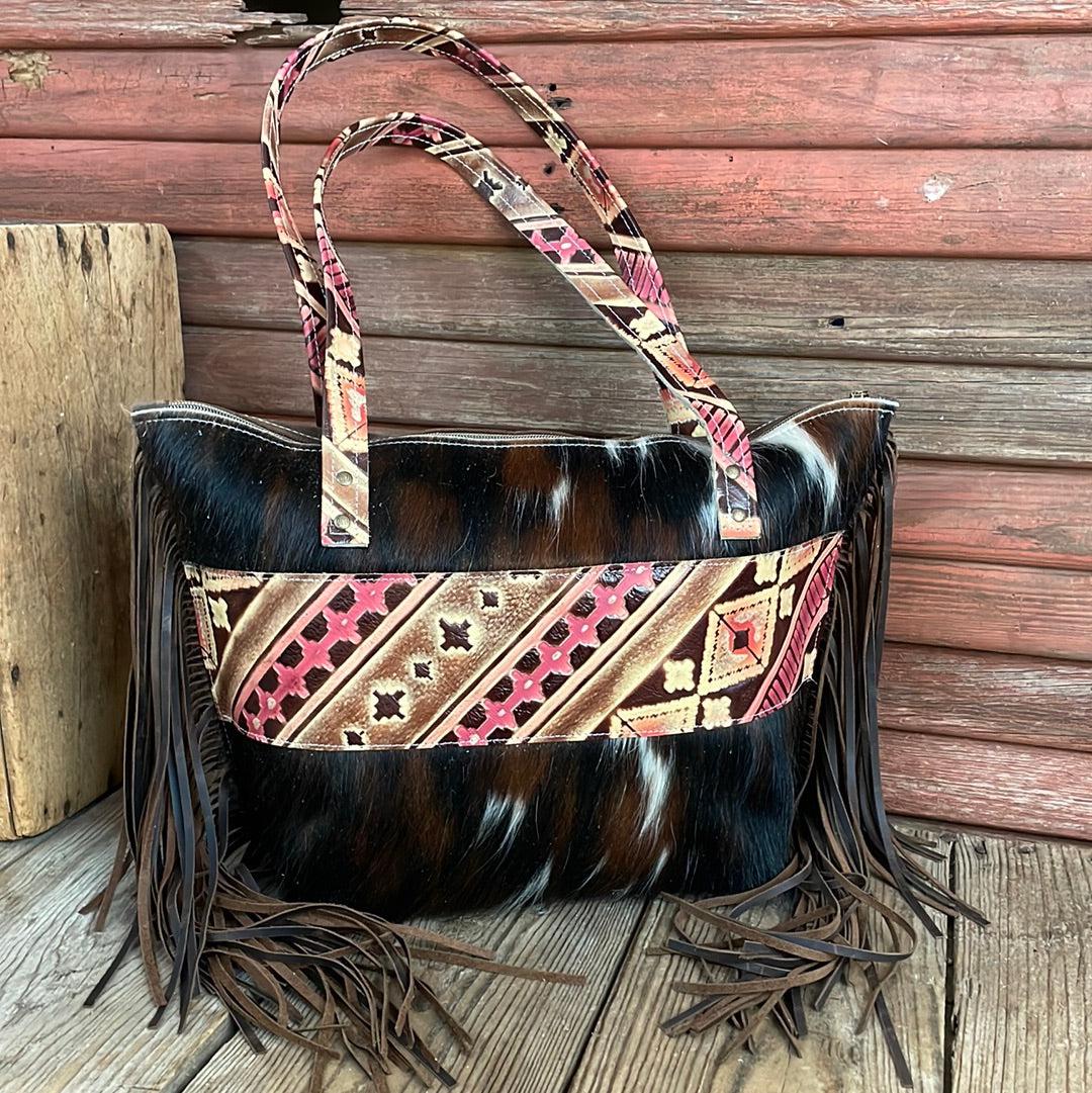 June - Tricolor w/ Summit Fire Navajo-June-Western-Cowhide-Bags-Handmade-Products-Gifts-Dancing Cactus Designs