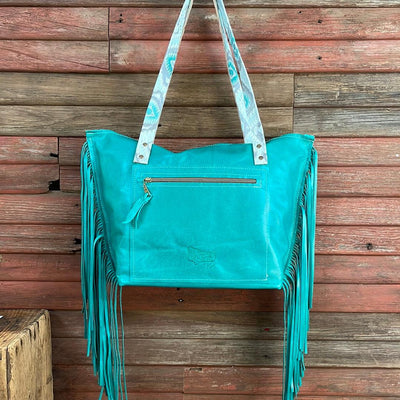 June - Tricolor w/ Turquoise Sand Aztec-June-Western-Cowhide-Bags-Handmade-Products-Gifts-Dancing Cactus Designs