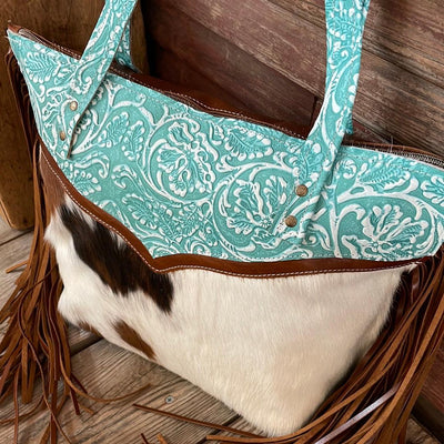 June - Tricolor w/ Turquoise Sand tool-June-Western-Cowhide-Bags-Handmade-Products-Gifts-Dancing Cactus Designs