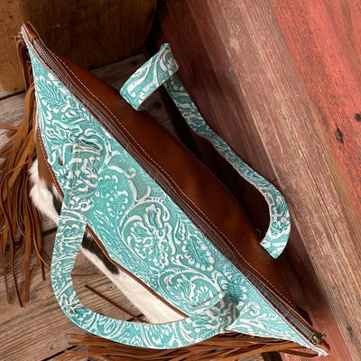 June - Tricolor w/ Turquoise Sand tool-June-Western-Cowhide-Bags-Handmade-Products-Gifts-Dancing Cactus Designs