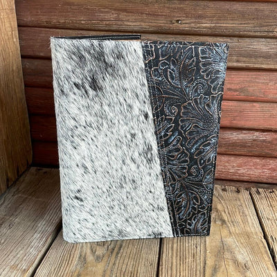 Large Notepad Cover - Black & White w/ Autumn Ash-Large Notepad Cover-Western-Cowhide-Bags-Handmade-Products-Gifts-Dancing Cactus Designs