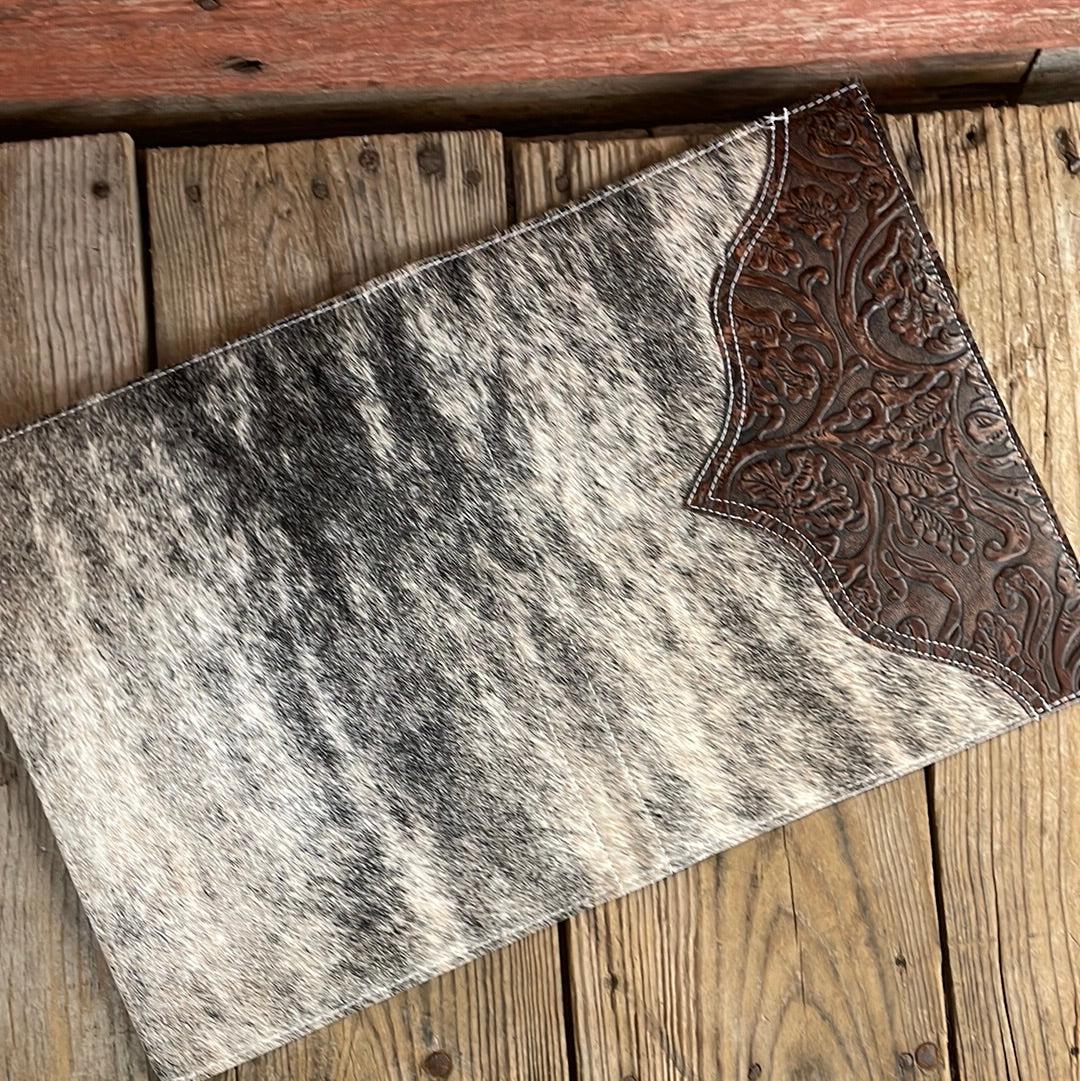Large Notepad Cover - Brindle w/ Cowboy Tool-Large Notepad Cover-Western-Cowhide-Bags-Handmade-Products-Gifts-Dancing Cactus Designs