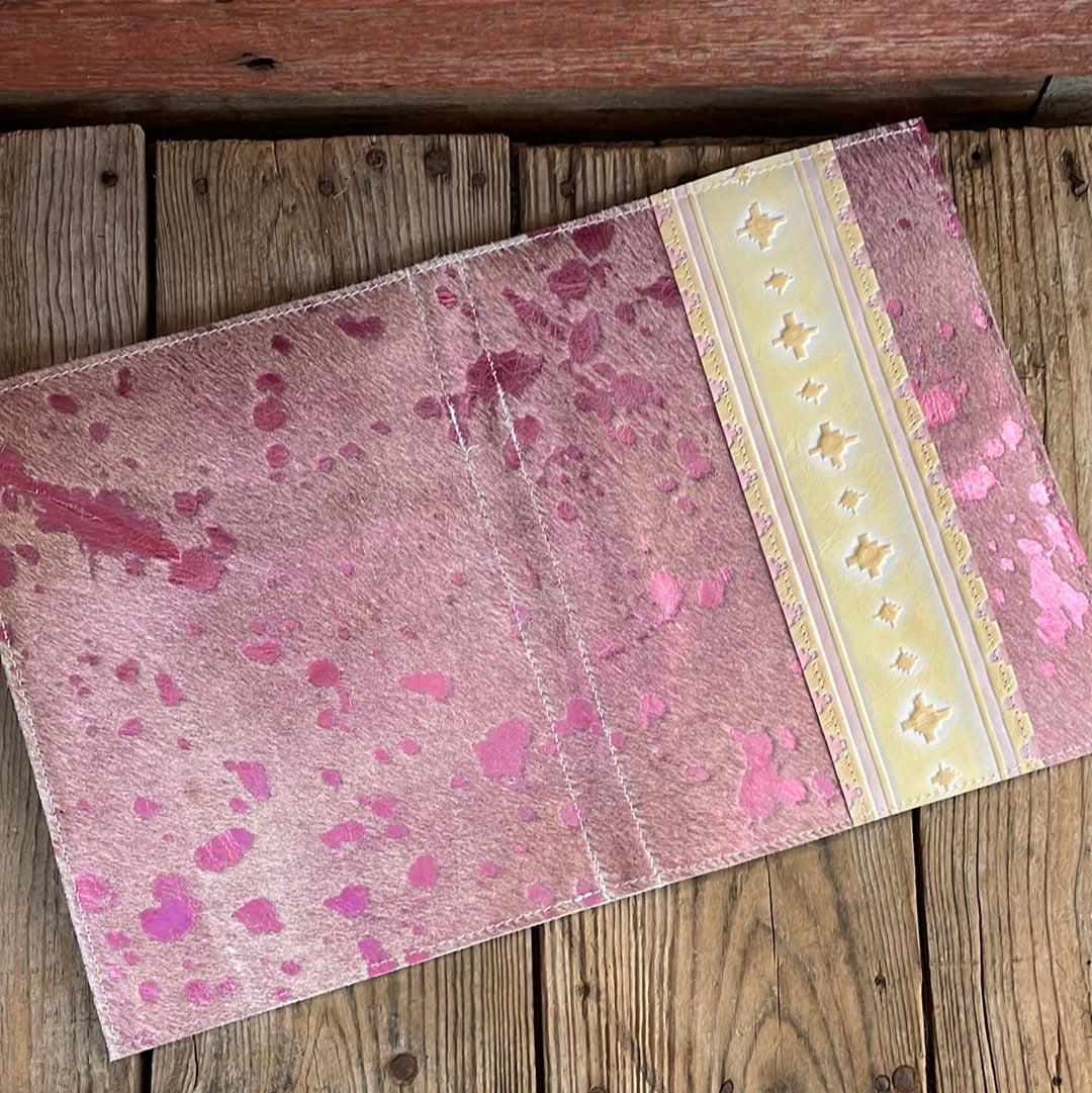 Large Notepad Cover - Pink Acid w/ Encanto Navajo-Large Notepad Cover-Western-Cowhide-Bags-Handmade-Products-Gifts-Dancing Cactus Designs