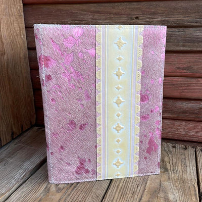 Large Notepad Cover - Pink Acid w/ Encanto Navajo-Large Notepad Cover-Western-Cowhide-Bags-Handmade-Products-Gifts-Dancing Cactus Designs