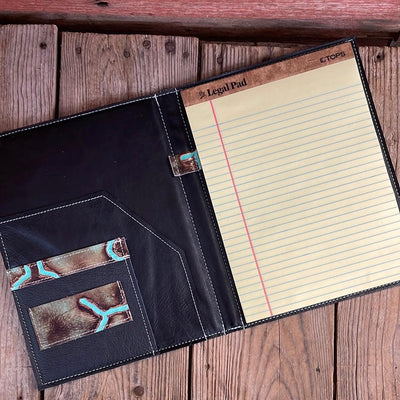Large Notepad Cover - Tricolor w/ Patina Brands-Large Notepad Cover-Western-Cowhide-Bags-Handmade-Products-Gifts-Dancing Cactus Designs