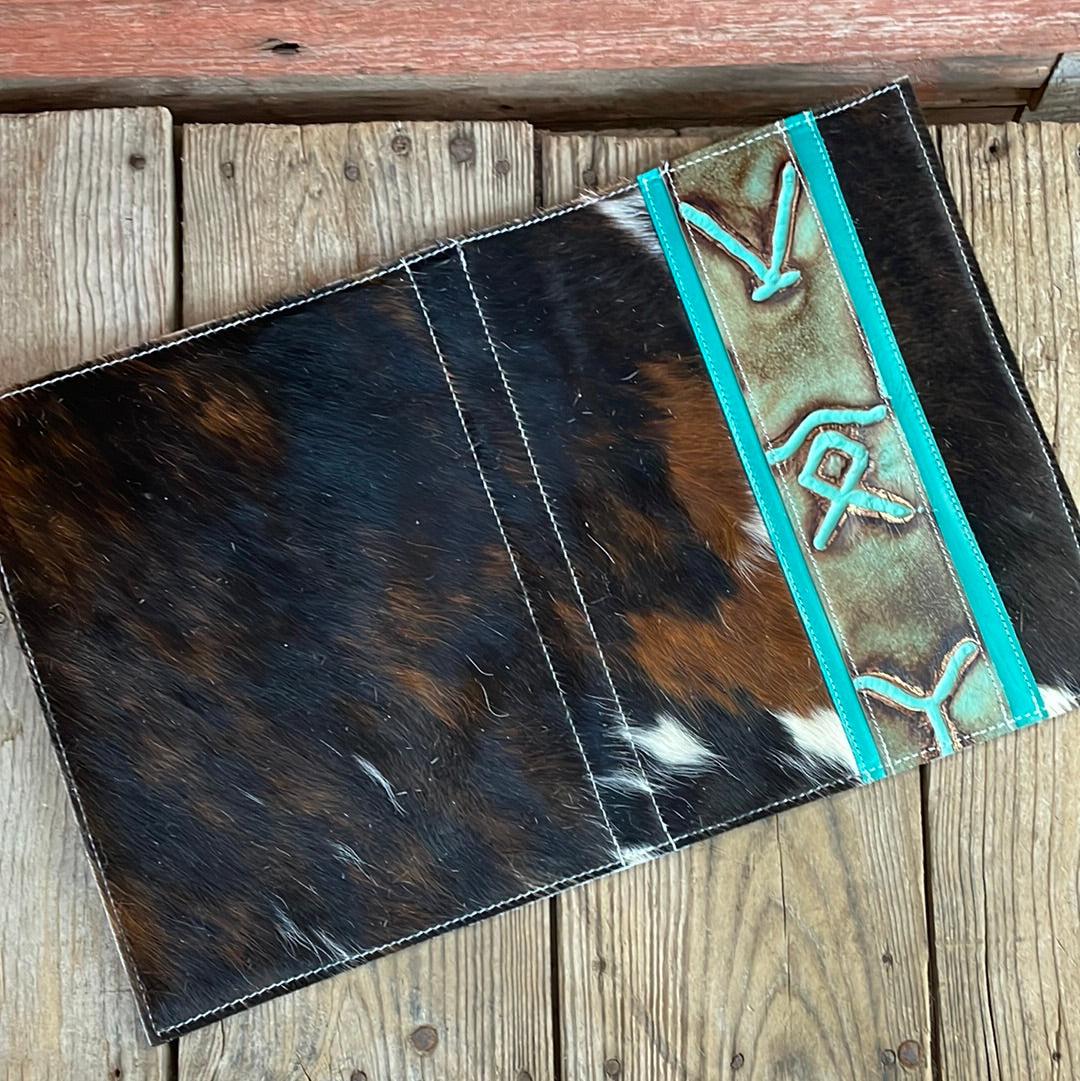 Large Notepad Cover - Tricolor w/ Patina Brands-Large Notepad Cover-Western-Cowhide-Bags-Handmade-Products-Gifts-Dancing Cactus Designs