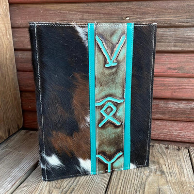 Large Notepad Cover - Tricolor w/ Patina Brands-Large Notepad Cover-Western-Cowhide-Bags-Handmade-Products-Gifts-Dancing Cactus Designs