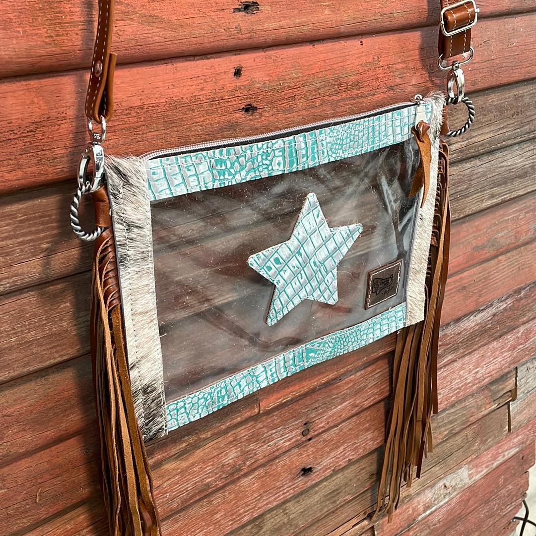 Loretta - Brindle w/ Turquoise Sand Croc-Loretta-Western-Cowhide-Bags-Handmade-Products-Gifts-Dancing Cactus Designs