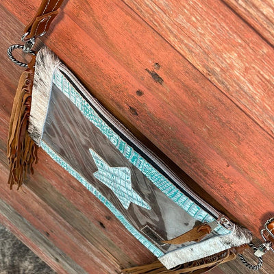 Loretta - Brindle w/ Turquoise Sand Croc-Loretta-Western-Cowhide-Bags-Handmade-Products-Gifts-Dancing Cactus Designs