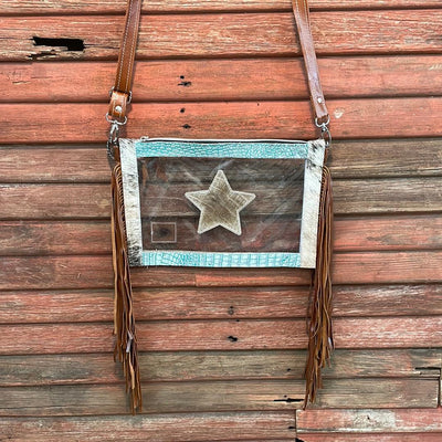 Loretta - Brindle w/ Turquoise Sand Croc-Loretta-Western-Cowhide-Bags-Handmade-Products-Gifts-Dancing Cactus Designs