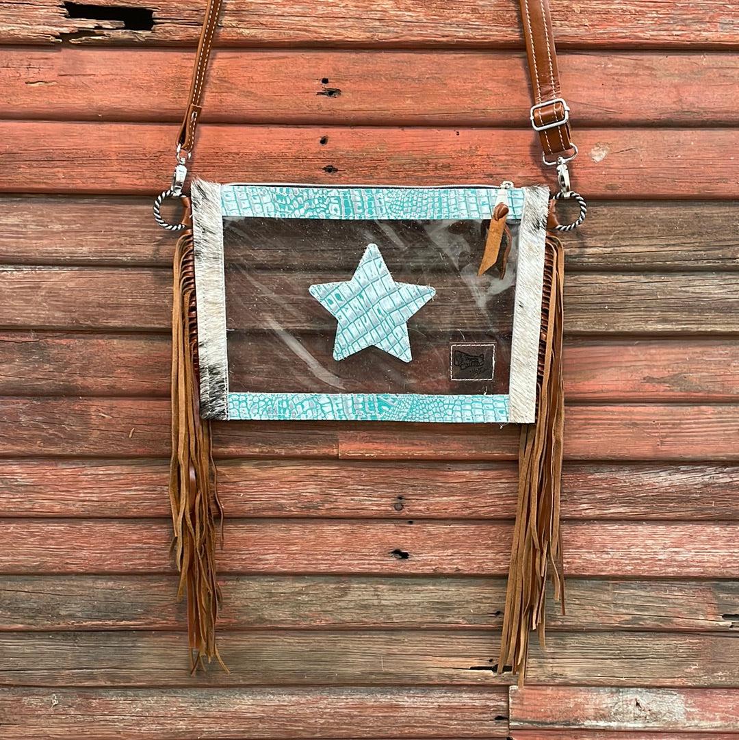 Loretta - Brindle w/ Turquoise Sand Croc-Loretta-Western-Cowhide-Bags-Handmade-Products-Gifts-Dancing Cactus Designs
