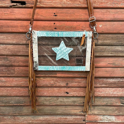 Loretta - Brindle w/ Turquoise Sand Croc-Loretta-Western-Cowhide-Bags-Handmade-Products-Gifts-Dancing Cactus Designs
