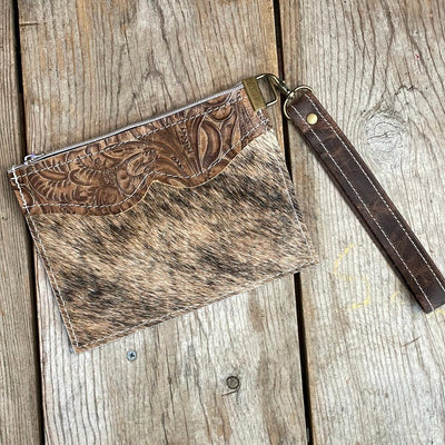 Make-up bag - Brindle w/ Western Tool-Make-up bag-Western-Cowhide-Bags-Handmade-Products-Gifts-Dancing Cactus Designs
