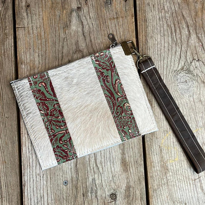 Make-up bag - Light Brindle w/ Cucumber Melon Tool-Make-up bag-Western-Cowhide-Bags-Handmade-Products-Gifts-Dancing Cactus Designs