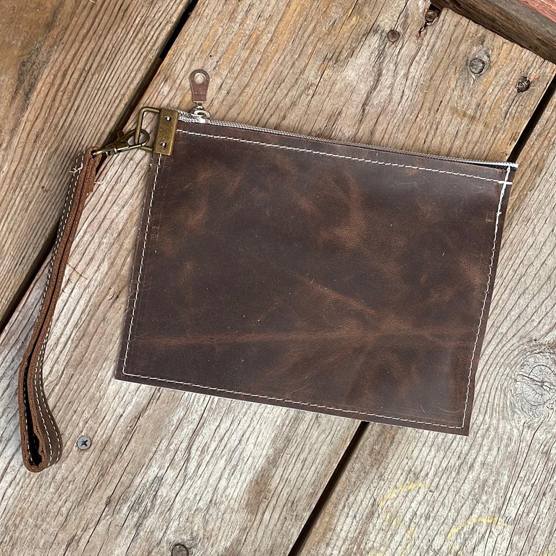 Make-up bag - Longhorn w/ Adobe Navajo-Make-up bag-Western-Cowhide-Bags-Handmade-Products-Gifts-Dancing Cactus Designs