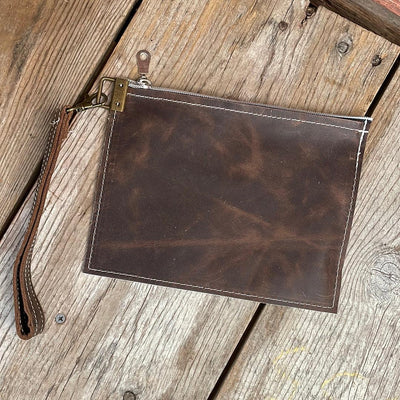 Make-up bag - Longhorn w/ Adobe Navajo-Make-up bag-Western-Cowhide-Bags-Handmade-Products-Gifts-Dancing Cactus Designs
