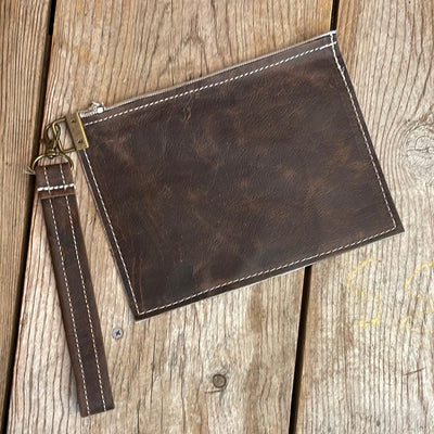 Make-up bag - Tricolor w/ Deadwood Roses-Make-up bag-Western-Cowhide-Bags-Handmade-Products-Gifts-Dancing Cactus Designs