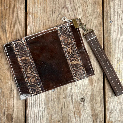 Make-up bag - Tricolor w/ Deadwood Roses-Make-up bag-Western-Cowhide-Bags-Handmade-Products-Gifts-Dancing Cactus Designs