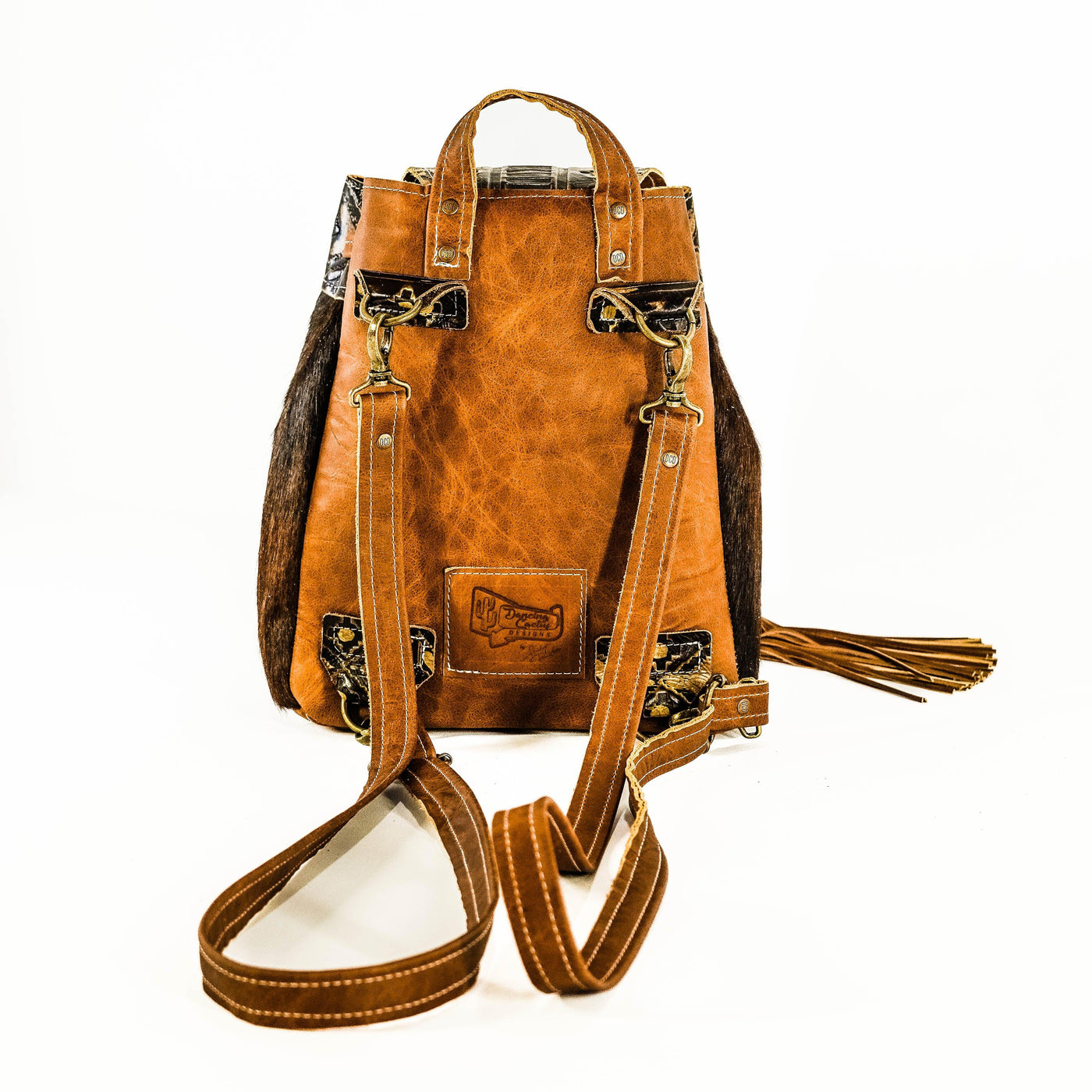 Mini Kelsea Backpack - Dark Brindle w/ Cowboy Navajo-Mini Kelsea Backpack-Western-Cowhide-Bags-Handmade-Products-Gifts-Dancing Cactus Designs