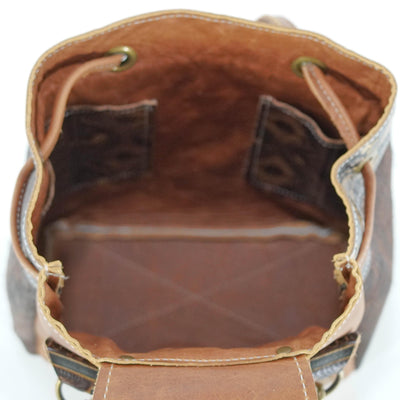 Mini Kelsea Backpack - Dark Brindle w/ Cowboy Navajo-Mini Kelsea Backpack-Western-Cowhide-Bags-Handmade-Products-Gifts-Dancing Cactus Designs