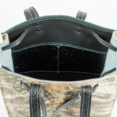 Mini Lainey - Grey Brindle w/ Onyx Tool-Mini Lainey-Western-Cowhide-Bags-Handmade-Products-Gifts-Dancing Cactus Designs