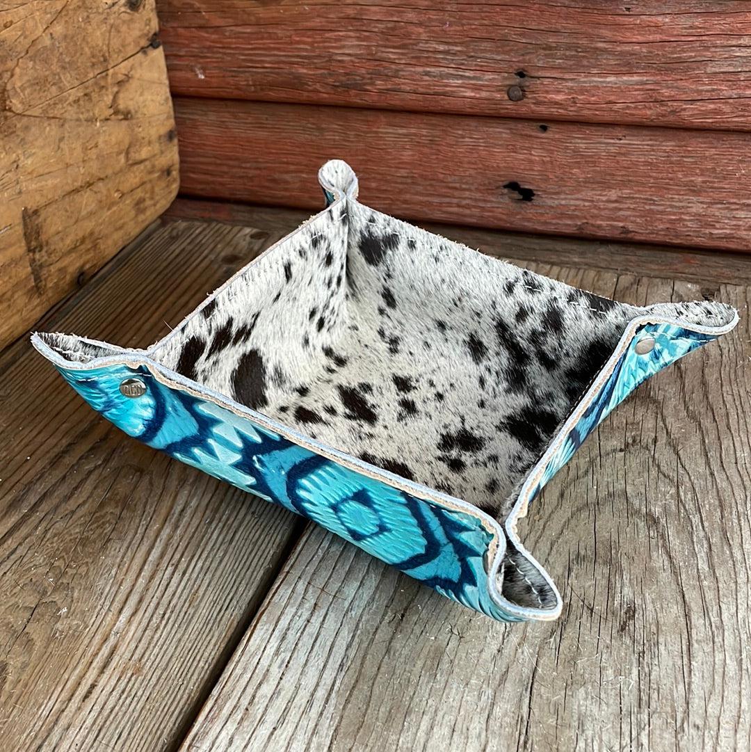 Mini Tray - B&W Speckle w/ Glacier Park Aztec-Mini Tray-Western-Cowhide-Bags-Handmade-Products-Gifts-Dancing Cactus Designs