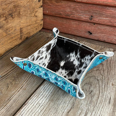 Mini Tray - B&W Speckle w/ Glacier Park Croc-Mini Tray-Western-Cowhide-Bags-Handmade-Products-Gifts-Dancing Cactus Designs