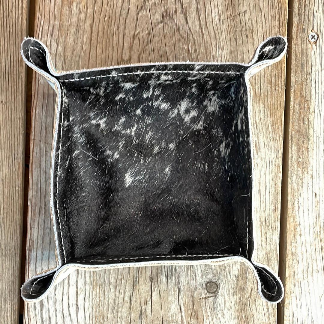 Mini Tray - B&W Speckle w/ Turquoise Sand Aztec-Mini Tray-Western-Cowhide-Bags-Handmade-Products-Gifts-Dancing Cactus Designs