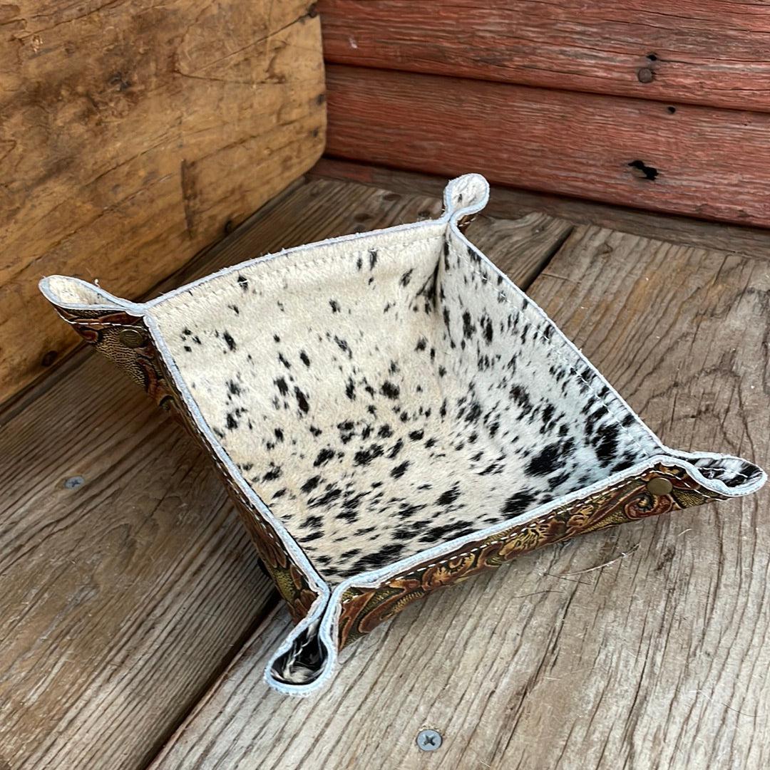 Mini Tray - B&W Speckle w/ Wyoming Tool-Mini Tray-Western-Cowhide-Bags-Handmade-Products-Gifts-Dancing Cactus Designs