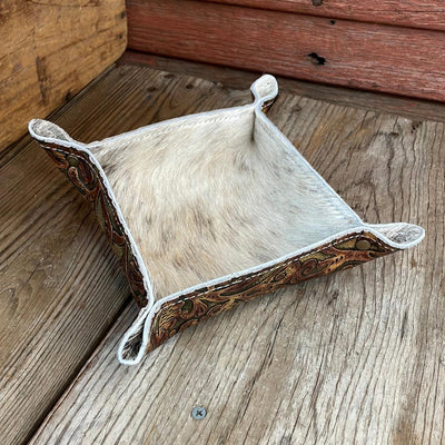 Mini Tray - Brindle w/ Wyoming Tool-Mini Tray-Western-Cowhide-Bags-Handmade-Products-Gifts-Dancing Cactus Designs