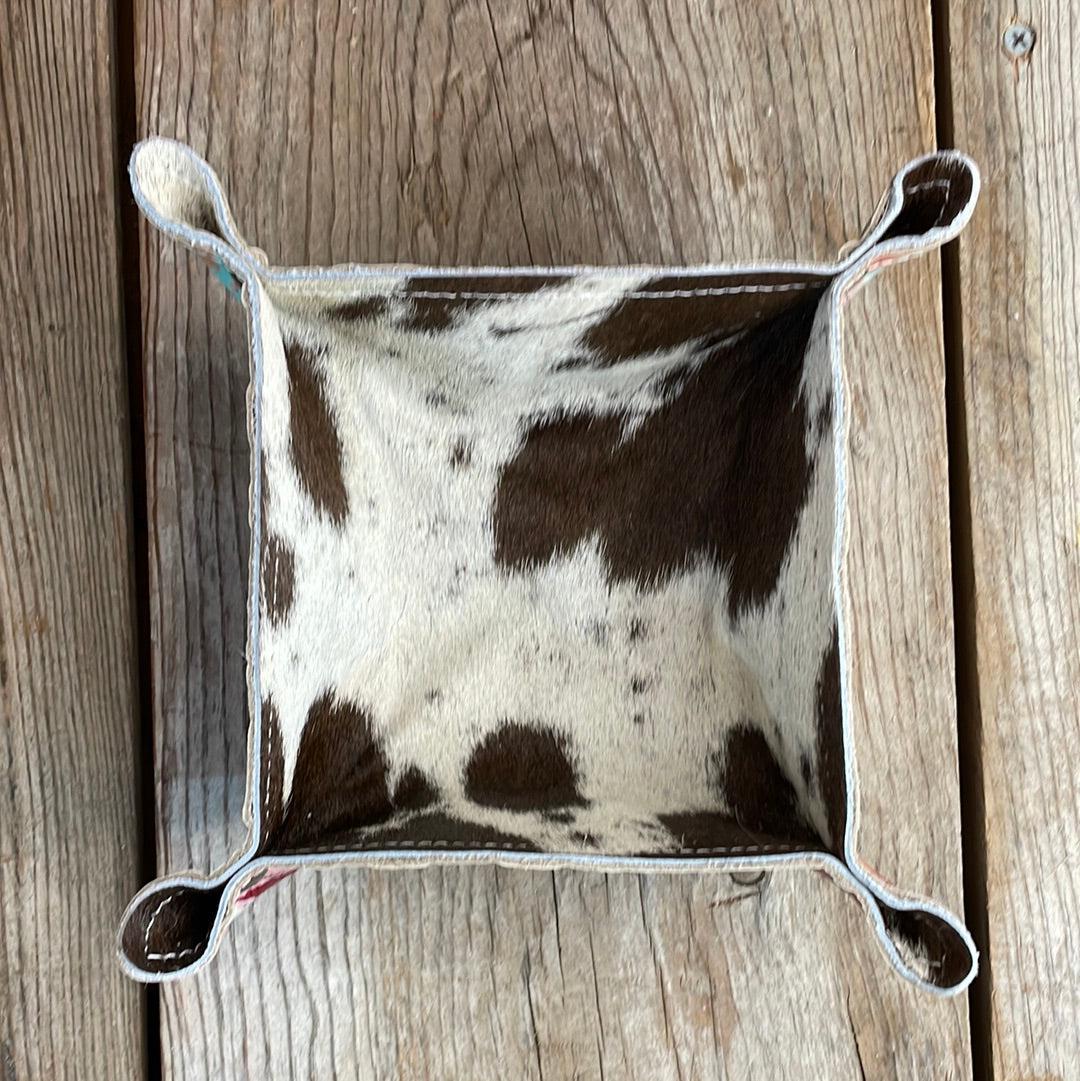 Mini Tray - Chocolate & White w/ Fiesta Navajo-Mini Tray-Western-Cowhide-Bags-Handmade-Products-Gifts-Dancing Cactus Designs