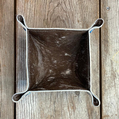 Mini Tray - Chocolate & White w/ Tucson Sundown Navajo-Mini Tray-Western-Cowhide-Bags-Handmade-Products-Gifts-Dancing Cactus Designs