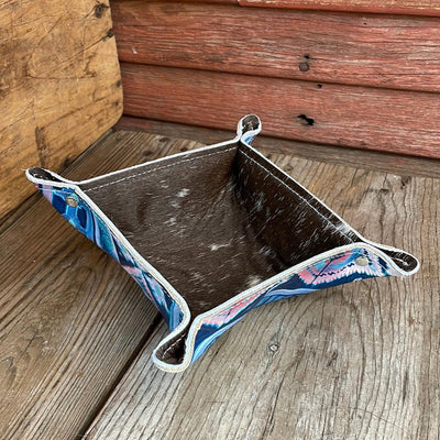 Mini Tray - Chocolate & White w/ Tucson Sundown Navajo-Mini Tray-Western-Cowhide-Bags-Handmade-Products-Gifts-Dancing Cactus Designs