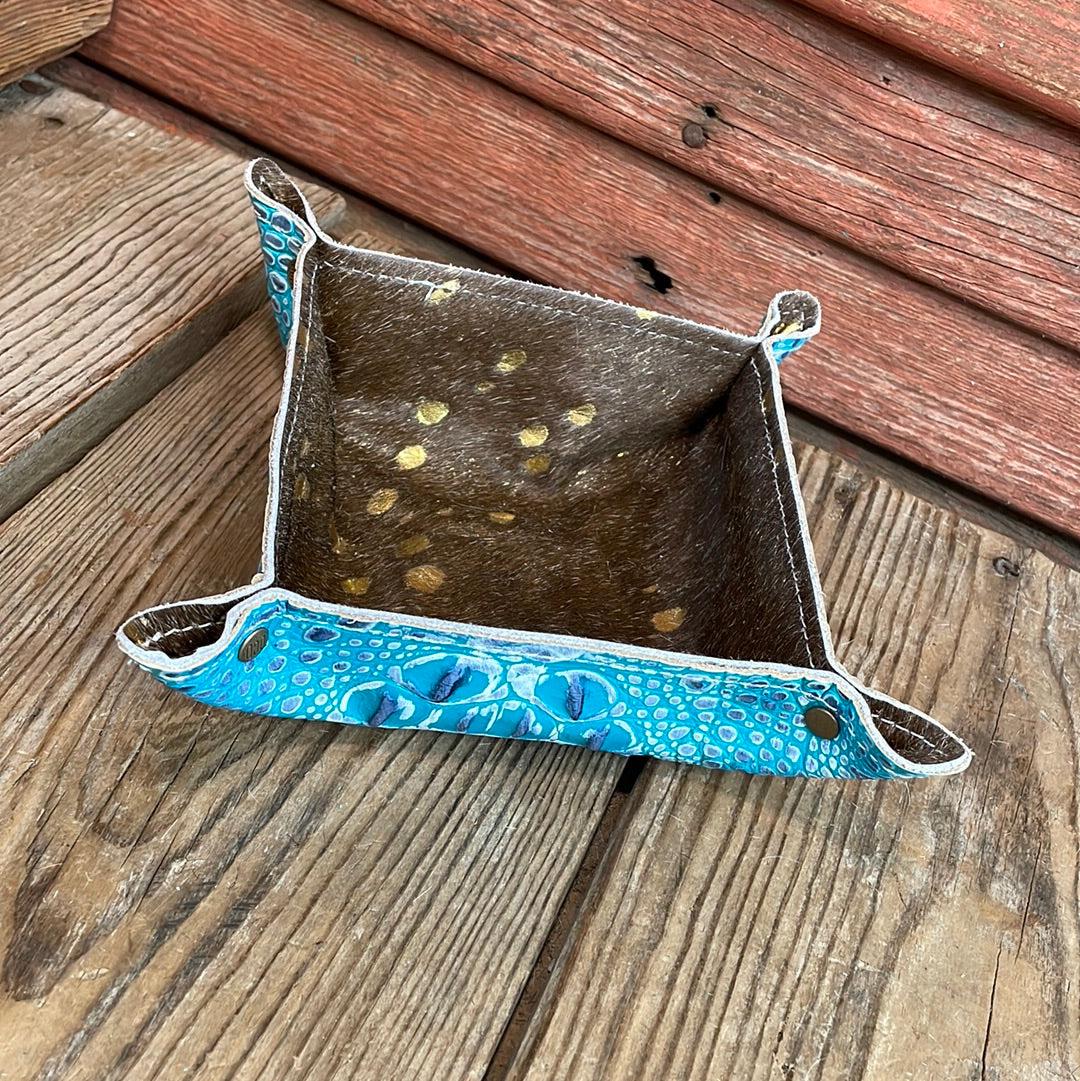 Mini Tray - Gold Acid w/ Glacier Park Croc-Mini Tray-Western-Cowhide-Bags-Handmade-Products-Gifts-Dancing Cactus Designs