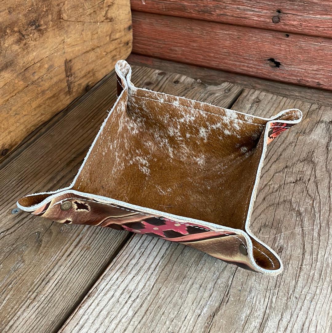 Mini Tray - Longhorn w/ Summit Fire Navajo-Mini Tray-Western-Cowhide-Bags-Handmade-Products-Gifts-Dancing Cactus Designs