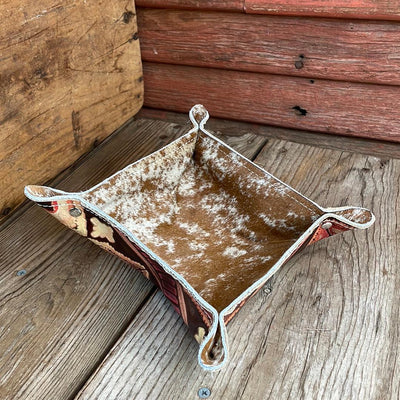 Mini Tray - Longhorn w/ Summit Fire Navajo-Mini Tray-Western-Cowhide-Bags-Handmade-Products-Gifts-Dancing Cactus Designs