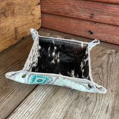 Mini Tray - Longhorn w/ Turquoise Sand Aztec-Mini Tray-Western-Cowhide-Bags-Handmade-Products-Gifts-Dancing Cactus Designs