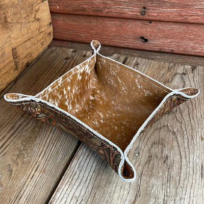 Mini Tray - Longhorn w/ Wyoming Tool-Mini Tray-Western-Cowhide-Bags-Handmade-Products-Gifts-Dancing Cactus Designs